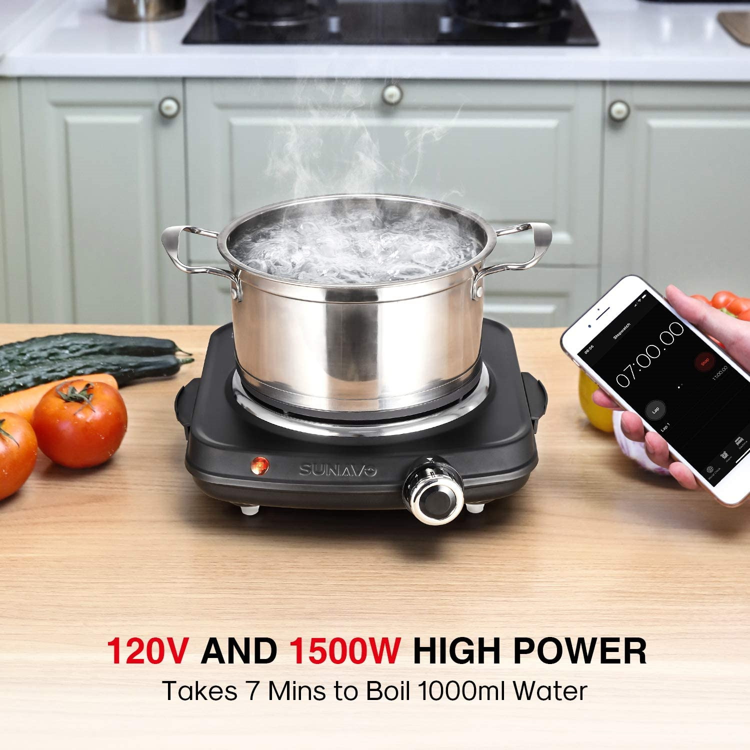1500W Hot Plates for Cooking Electric Single Burner with Handles 6 Powe - Fresh Stock Dated January 2026