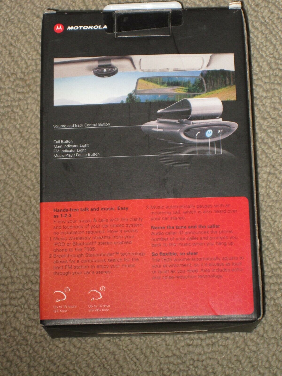 Motorola Universal In-car Speakerphone with Digital FM Transmitter MPN: T505 - Fresh Stock Dated January 2026