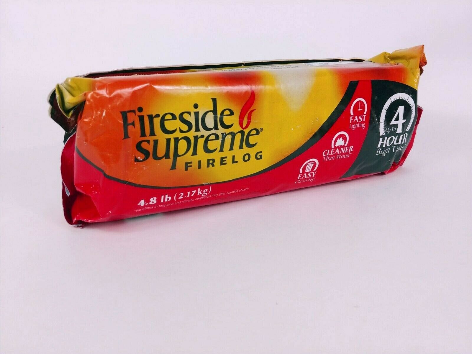 Fireside Supreme firelog starter log 4 Hour burn 4.8 lb ez cleanup fast start up - Fresh Stock Dated January 2026