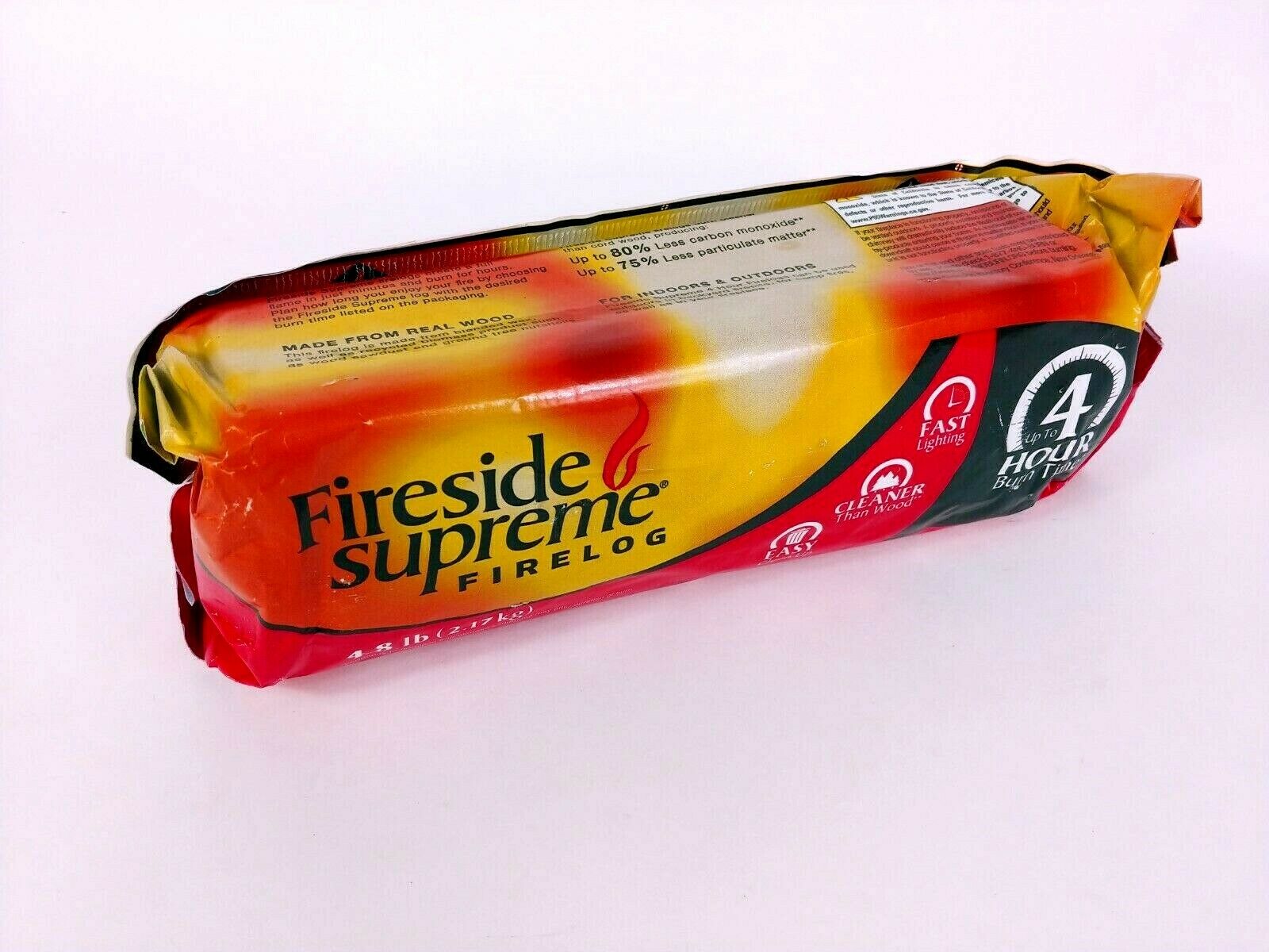 Fireside Supreme firelog starter log 4 Hour burn 4.8 lb ez cleanup fast start up - Fresh Stock Dated January 2026