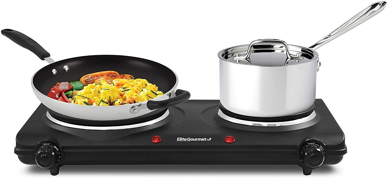 Portable Small Electric Stove Top 2 Burners Range Double Hot Plate Countertop - Fresh Stock Dated February 2026