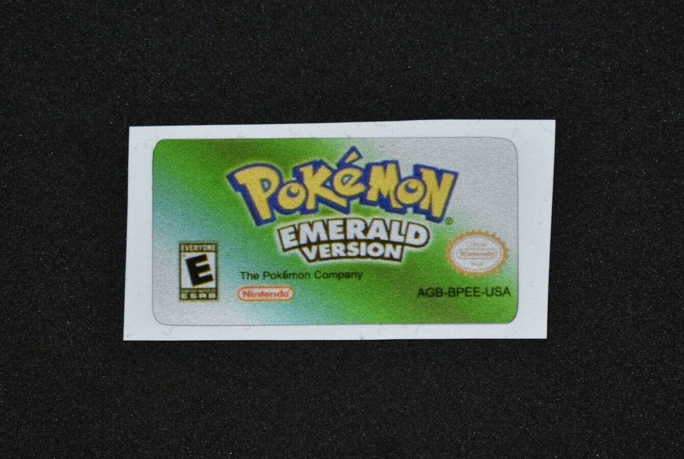 GBA Pokemon Emerald Version Replacement Label Decal foil Metalic Sticker - Fresh Stock Dated January 2026