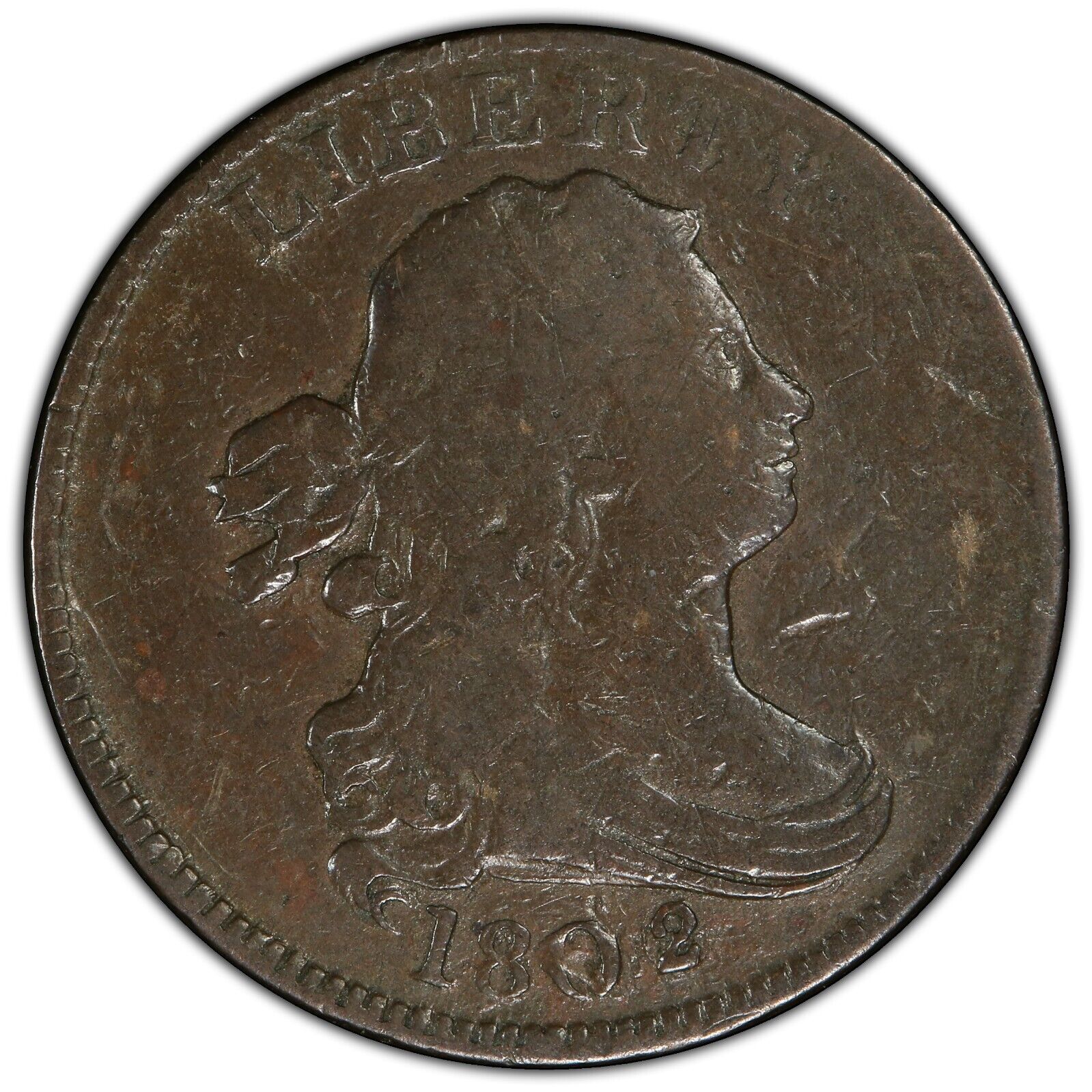 1802/0 HALF CENT PCGS F15 C-2 REVERSE OF 1802 EXTREMELY RARE IN A STRAIGHT GRADE - Fresh Stock Dated December 2025