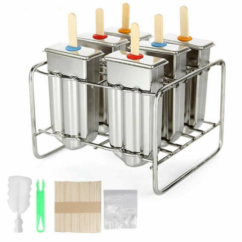 6Pcs Stainless Steel Pop Popsicle Mold Maker Lolly DIY Frozen Ice Cream Mould US - Fresh Stock Dated February 2026