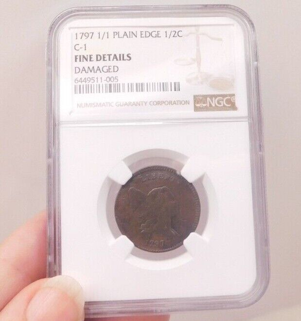 1797 1/1 HALF CENT NGC FINE DETAILS? LOOKS VF-XF SMALL CUT IN FIELD, NO PITTING! - Fresh Stock Dated December 2025