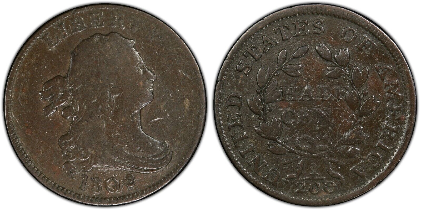 1802/0 HALF CENT PCGS F15 C-2 REVERSE OF 1802 EXTREMELY RARE IN A STRAIGHT GRADE - Fresh Stock Dated December 2025