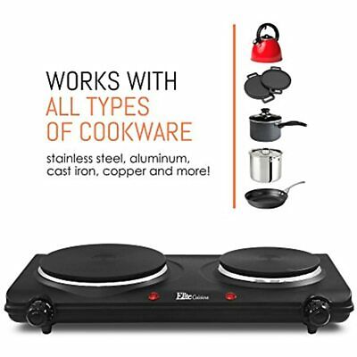 Countertop Double Electric Hot Burner Dual Controls Flat Cast Iron FREE SHIPPING - Fresh Stock Dated February 2026