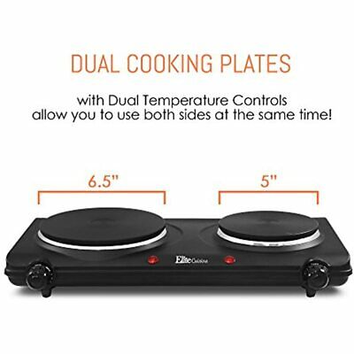 Countertop Double Electric Hot Burner Dual Controls Flat Cast Iron FREE SHIPPING - Fresh Stock Dated February 2026
