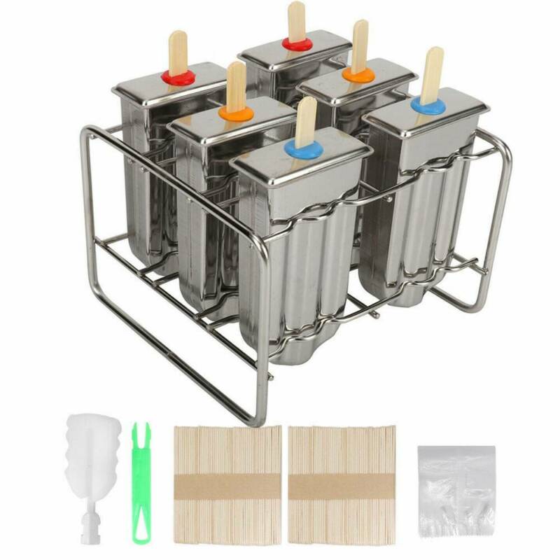 6Pcs Stainless Steel Pop Popsicle Mold Maker Lolly DIY Frozen Ice Cream Mould US - Fresh Stock Dated February 2026