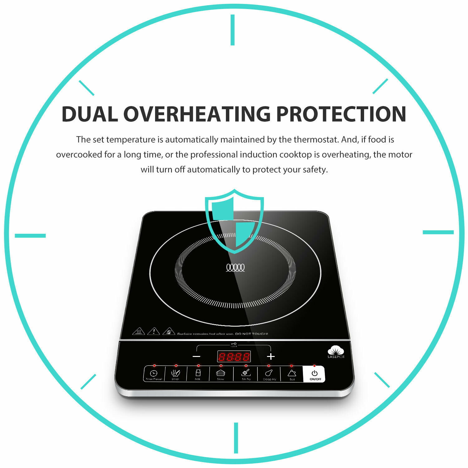 EASEPOT Induction Cooktop 1800W Portable Single Burner Cooker Stove Hot Plate - Fresh Stock Dated February 2026