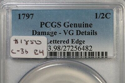 1797 C-3b PCGS VG Details Lettered Edge Liberty Cap Half Cent Coin 1/2c - Fresh Stock Dated December 2025