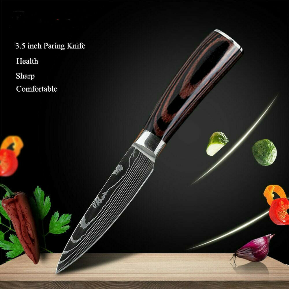 4Pcs Kitchen Knife Set Damascus Pattern Stainless Steel Professional Chef Knives - Fresh Stock Dated January 2026