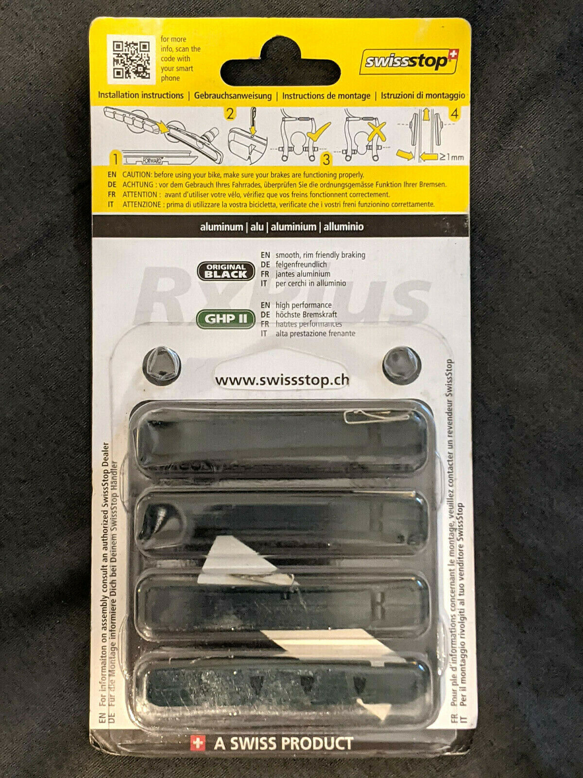 Swiss Stop RxPlus (V-Type) GHP ii (green) hi performance brake pads, set/4 - Fresh Stock Dated December 2025