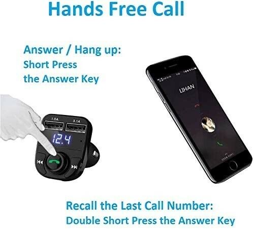 Bluetooth FM Transmitter Car Adapter Transmitter FM Audio Receiver Dual USB - Fresh Stock Dated December 2025