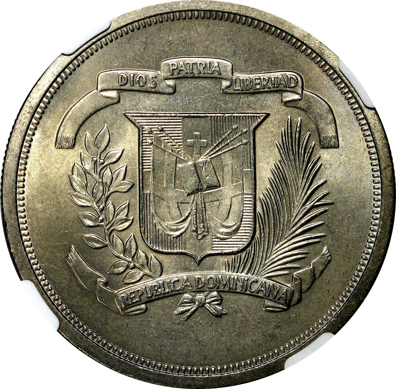Dominican Republic 1978 1 Peso NGC MS64 Mintage-35,000 Toning KM# 53 (037) - Fresh Stock Dated December 2025