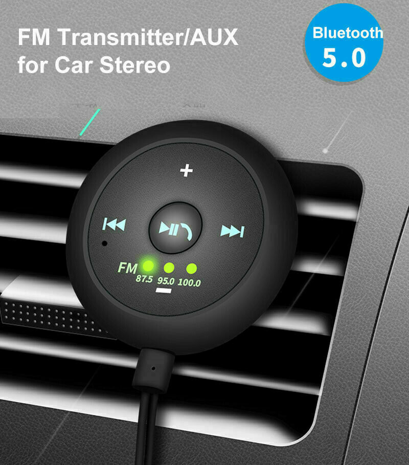 In-Car AUX Wireless Bluetooth 5.0 FM Hands-free Adapter Receiver & Transmitter - Fresh Stock Dated January 2026