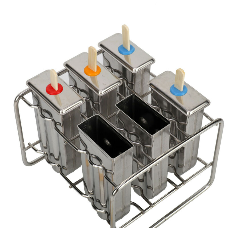 6Pcs Stainless Steel Pop Popsicle Mold Maker Lolly DIY Frozen Ice Cream Mould US - Fresh Stock Dated February 2026