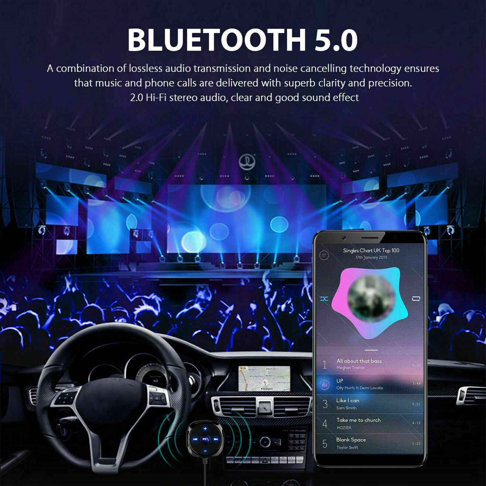 In-Car AUX Wireless Bluetooth 5.0 FM Hands-free Adapter Receiver & Transmitter - Fresh Stock Dated January 2026