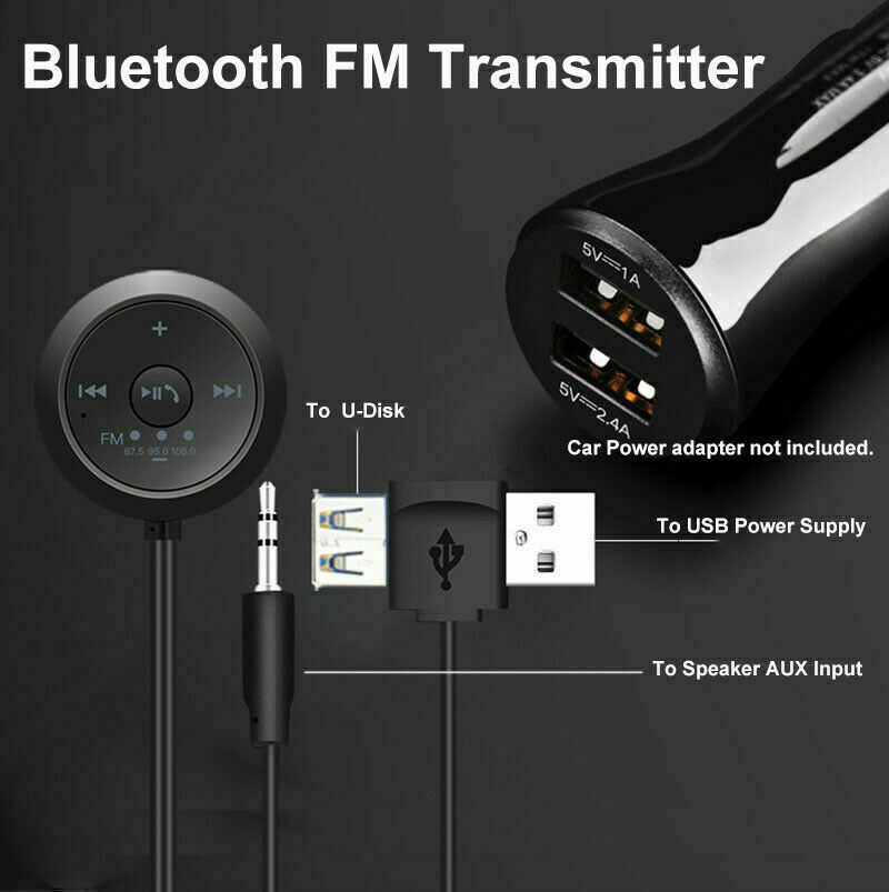 In-Car AUX Wireless Bluetooth 5.0 FM Hands-free Adapter Receiver & Transmitter - Fresh Stock Dated January 2026