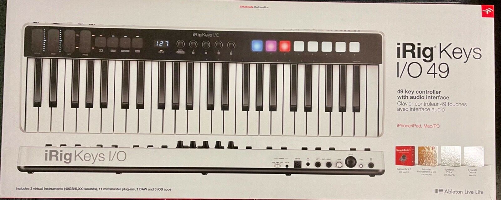 IKMultimedia iRig Keys I/O 49, Keyboard USB for use w/Computer, iPhone or iPad - Fresh Stock Dated December 2025