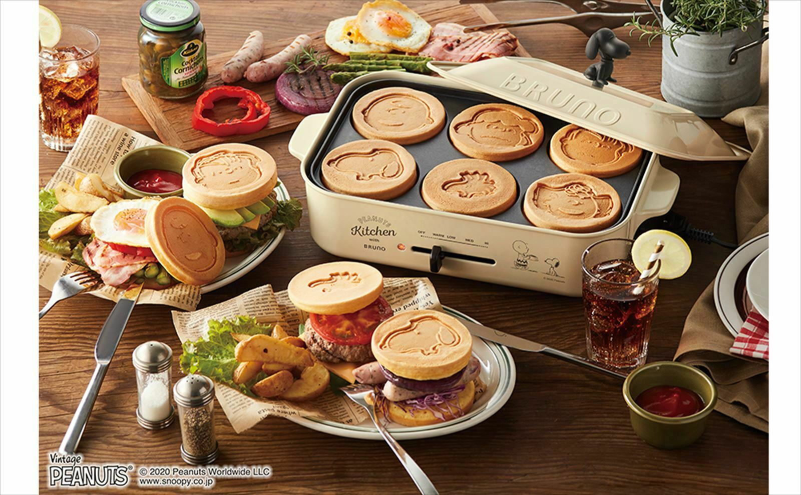 BRUNO Snoopy Compact Hot Plate Peanuts Body 3 Plates flat takoyaki pancake - Fresh Stock Dated February 2026