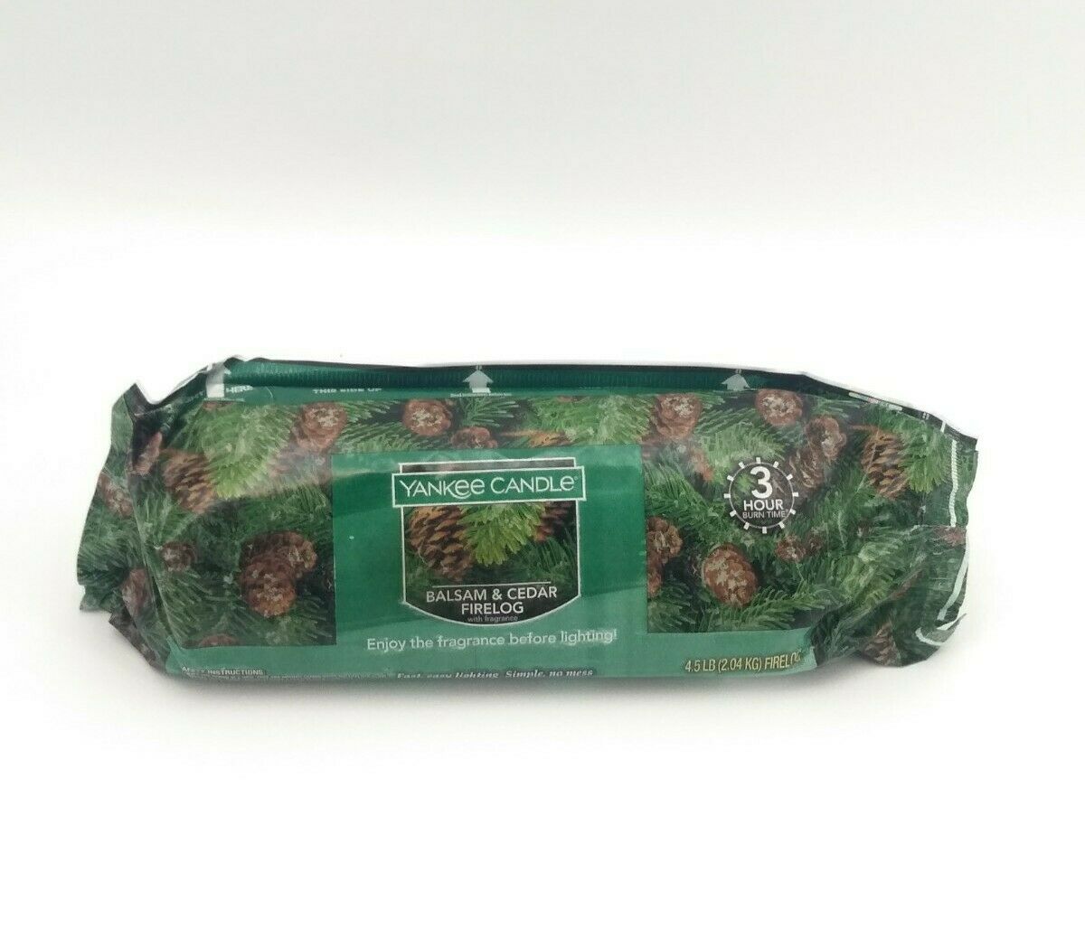 Yankee Candle Balsam & Cedar Firelog Fragrance Scented Fire Log 3 Hour Burn New - Fresh Stock Dated December 2025