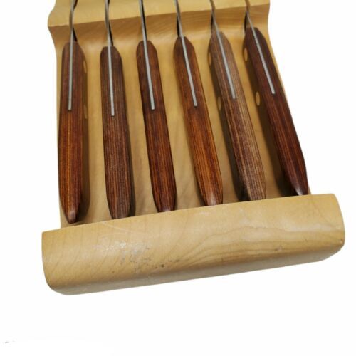 Vintage Ekco Flint Steak Knife Set Vanadium Wooden Wall Mount Block Stainless - Fresh Stock Dated January 2026