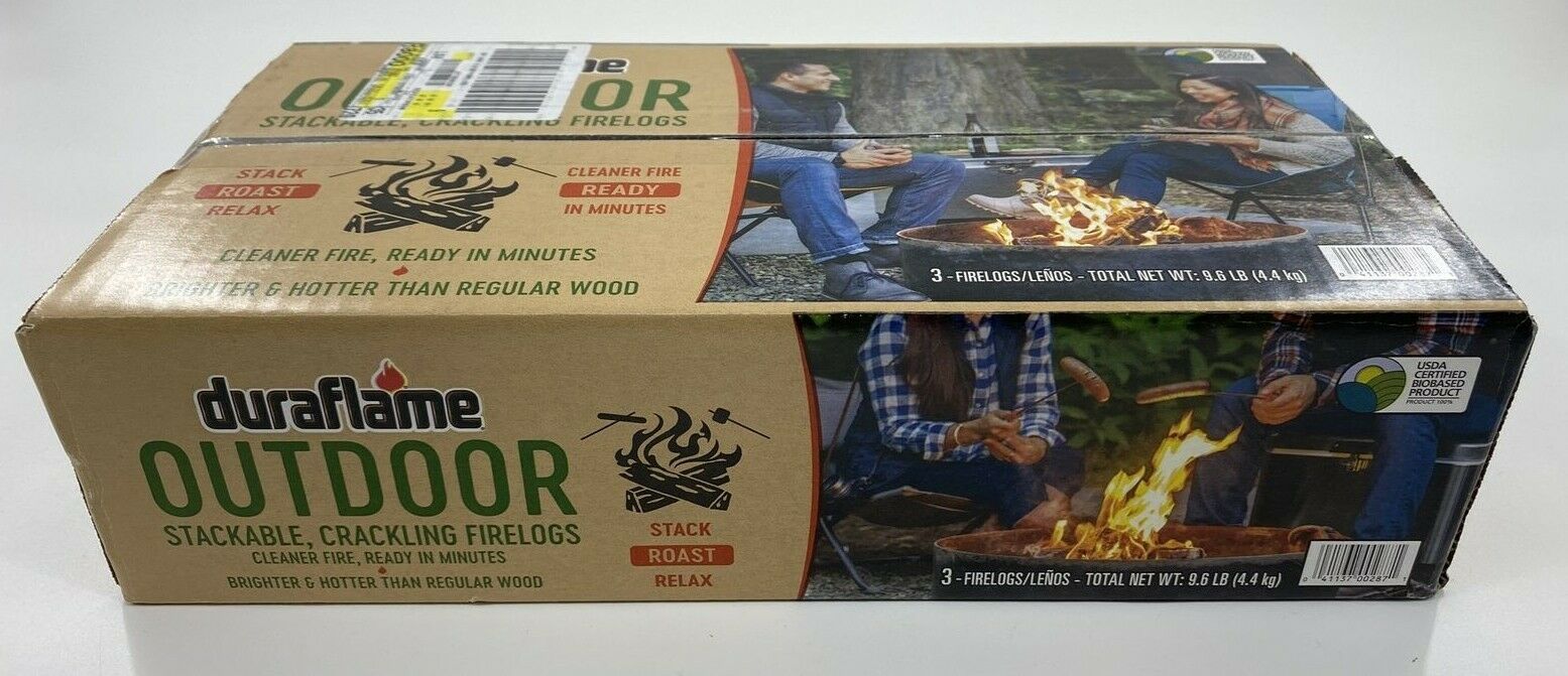 NEW Duraflame Outdoor Stackable Crackling Firelogs 3 Logs Stack Roast Relax - Fresh Stock Dated December 2025