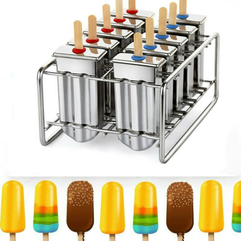 6/10Pc Stainless Steel Molds Ice Cream Sticks Mold Ice Lolly Popsicle Pop Holder - Fresh Stock Dated February 2026