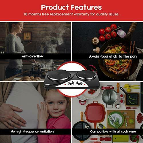 CUKOR Electric Hot Plate , 1800W Countertop Burner, Dual  Assorted Sizes - Fresh Stock Dated February 2026