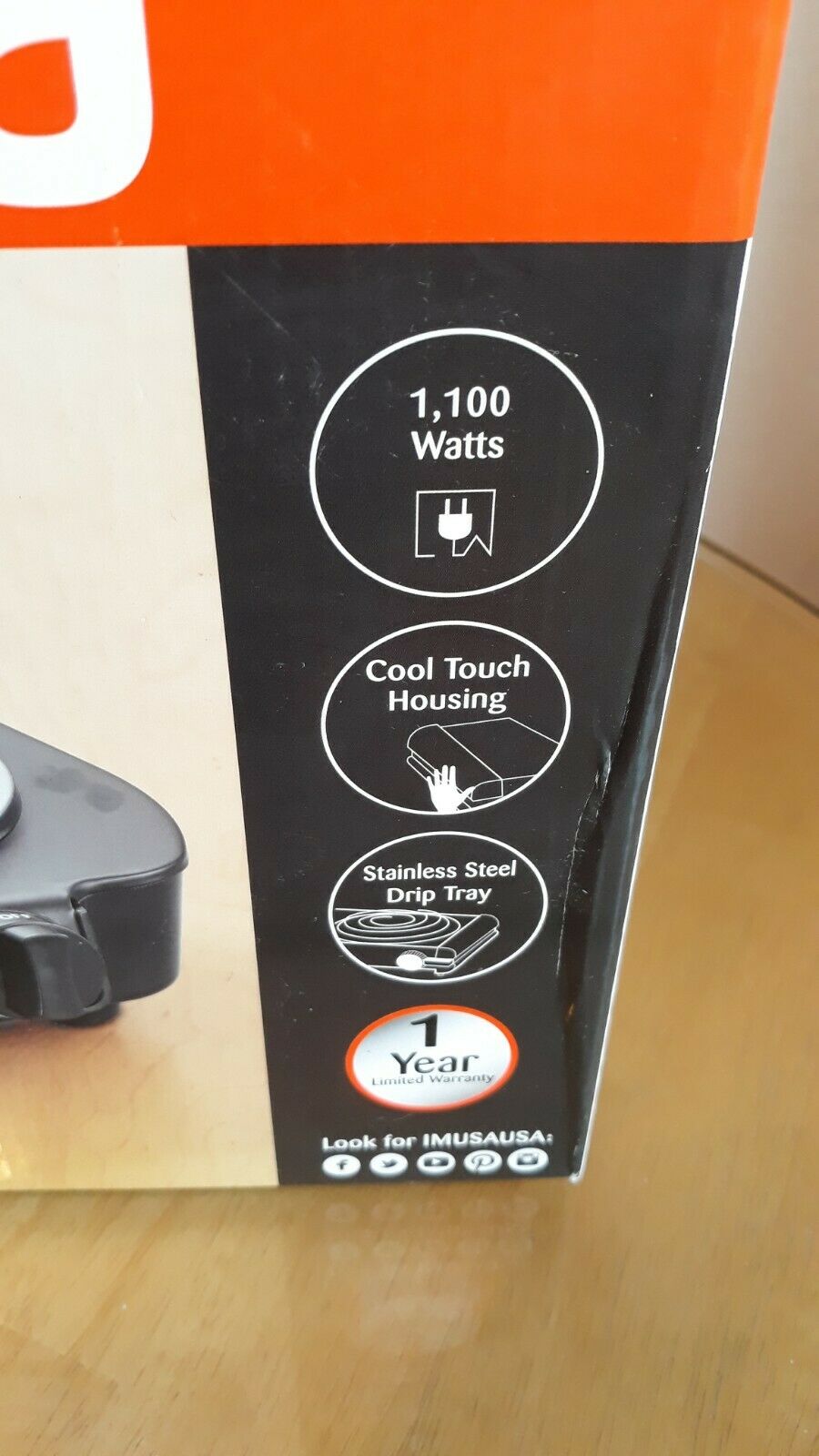 Imusa GAU-80305 1100 Watts Electric Single Burner - Black. TESTED. - Fresh Stock Dated February 2026