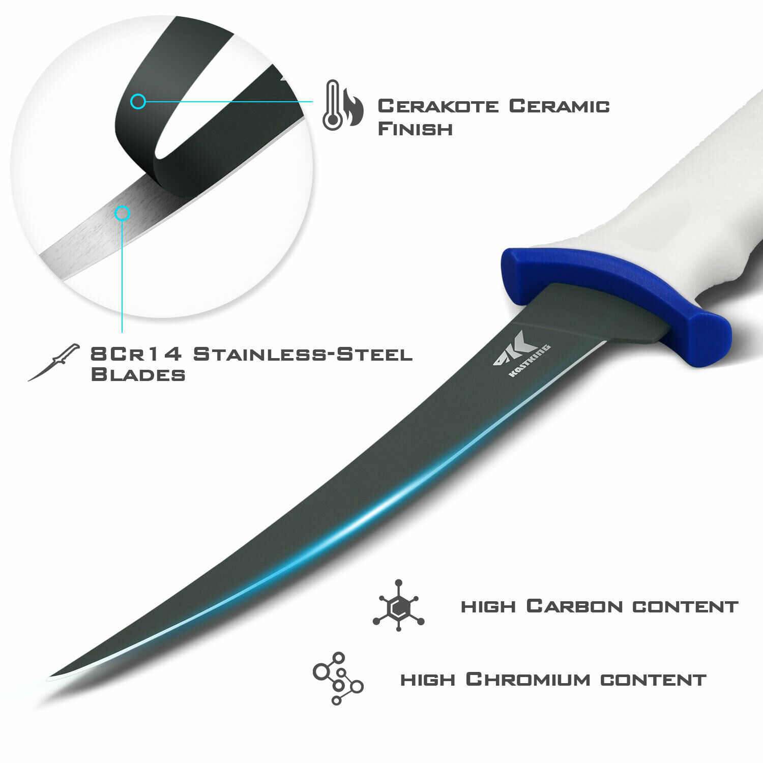 KastKing Spartacus 9 Inch Fillet Knives for Fishing & Cooking Good in Fresh - Fresh Stock Dated February 2026