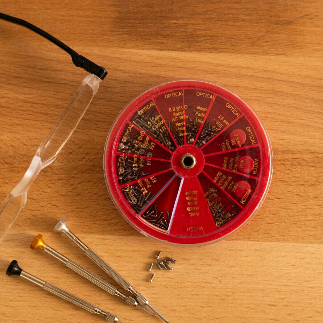 250 Piece Universal Eye Glasses And Watch Repair Screw Kit Revolving Organizer - Fresh Stock Dated December 2025