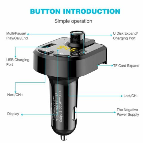 In-Car Wireless Bluetooth FM Transmitter USB Charger MP3 Radio Adapter Car Kits - Fresh Stock Dated December 2025