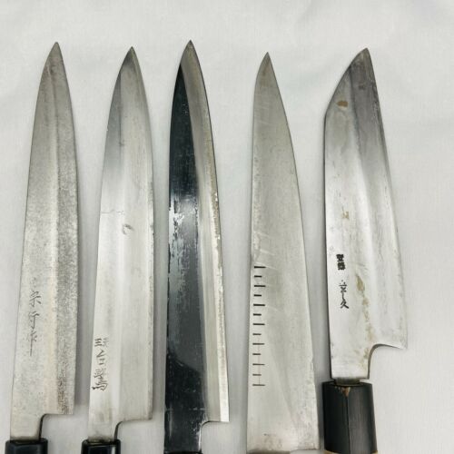 Damaged Lot of Five Japanese Chef's Kitchen Knives Yanagiba Gyuto Japan SS746 - Fresh Stock Dated January 2026