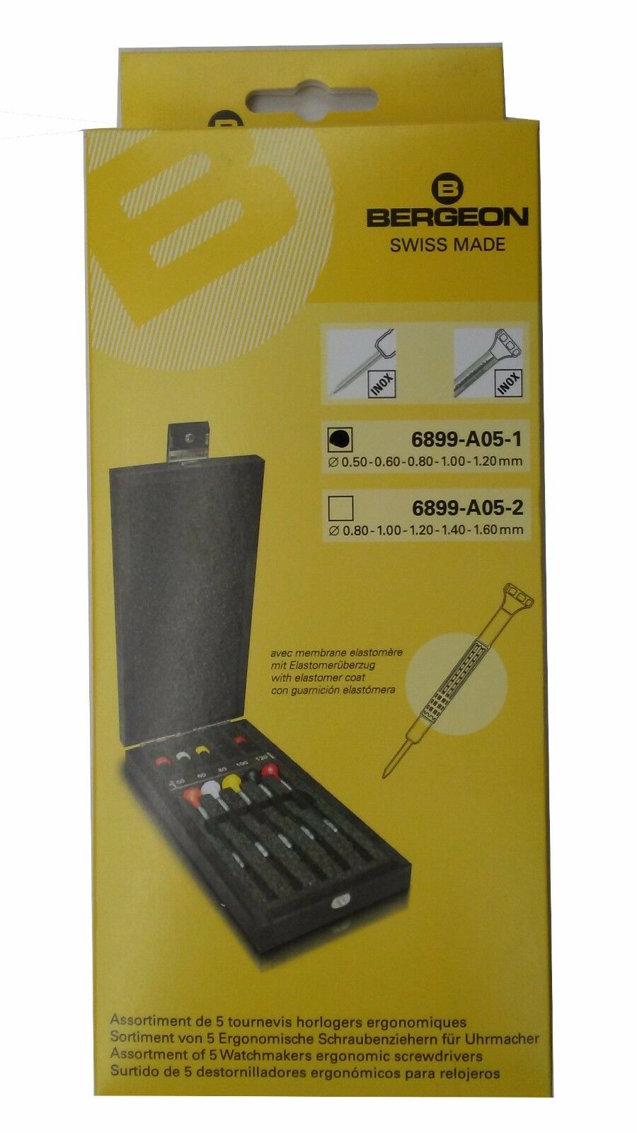 Bergeon Watchmakers Ergonomic Screwdrivers Set of 5 with Replacement Blades - Fresh Stock Dated December 2025