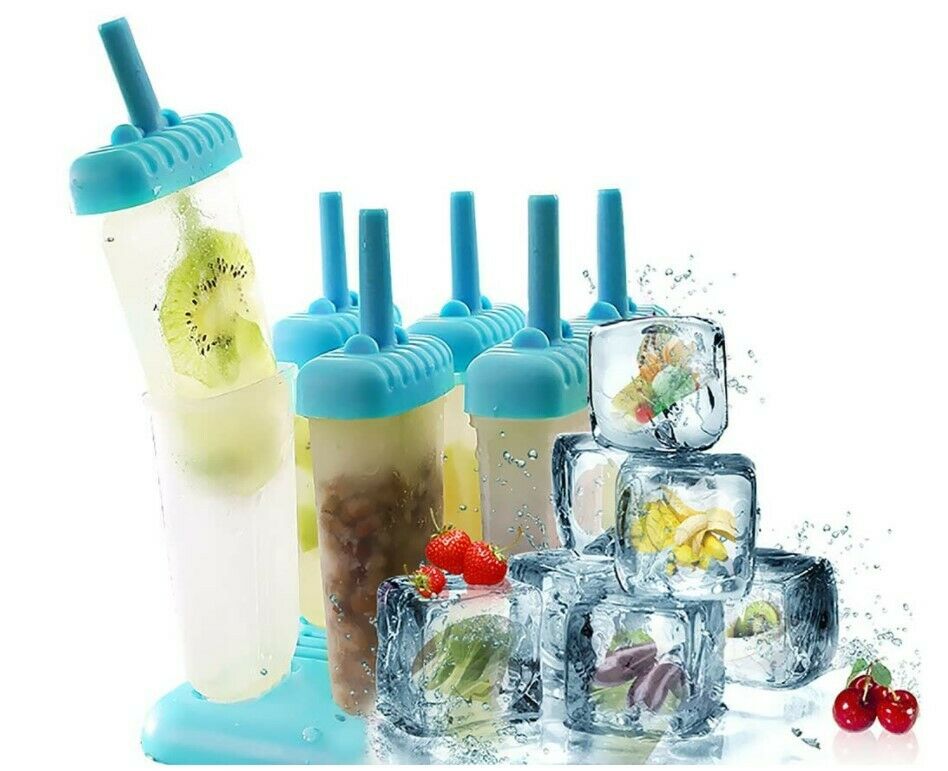 Juego de 6-12 moldes reutilizables de silicona para paletas heladas - Fresh Stock Dated February 2026
