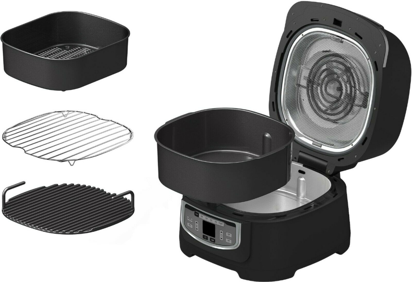 Bella Pro Series - 9-in-1 Indoor Grill with 5.8-qt Air Fryer, Roast, Broil, B... - Fresh Stock Dated February 2026