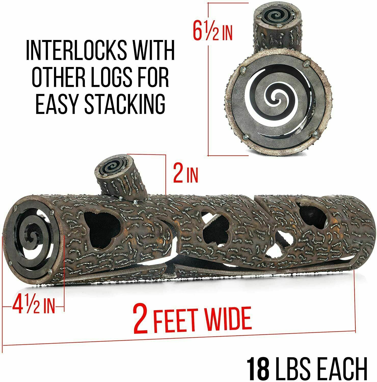 Maxam Decorative Metal Firewood Log for Gas and Propane Outdoor Fireplace Pits - Fresh Stock Dated December 2025