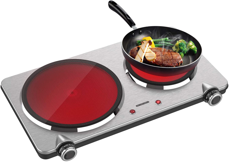GIVENEU Portable Ceramic Infrared Cooktop, Double Infrared Burner for Cooking, 1 - Fresh Stock Dated February 2026