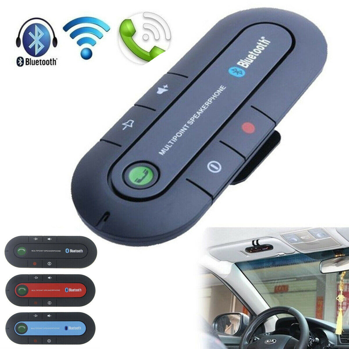 Handsfree Bluetooth Car Kits Wireless Multipoint Speakerphone Speaker Visor Clip - Fresh Stock Dated January 2026