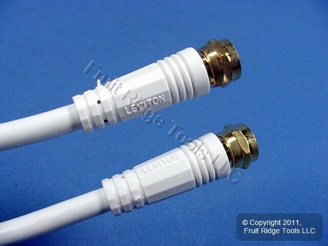 Leviton White 25' Coaxial Video Cable GOLD PLUG Ends F-Type RG59 C5851-25G-642 - Fresh Stock Dated December 2025