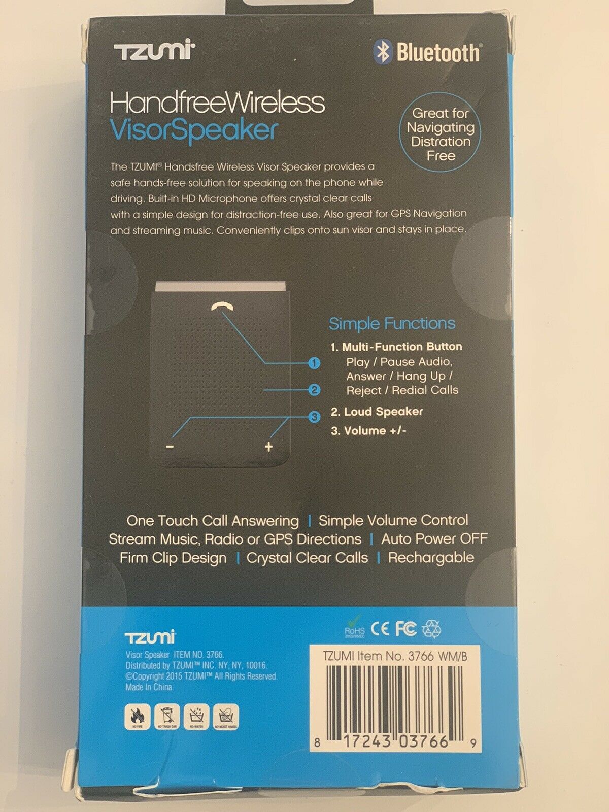 Tzumi Handfree Wireless VisorSpeaker - Fresh Stock Dated December 2025