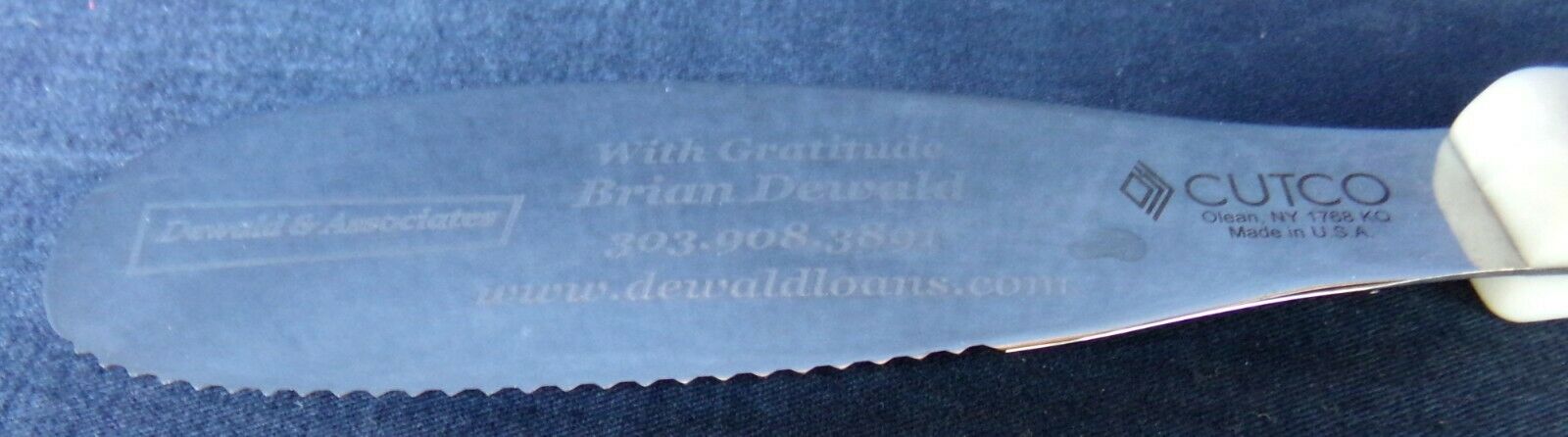 Cutco 1768 Spatula Spreader w Serrated Blade & White Pearl Handle > Personalized - Fresh Stock Dated January 2026