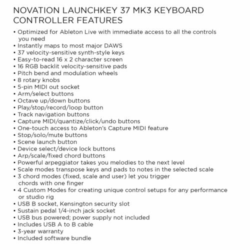Novation Launchkey 37 MK3 37-Key Midi Keyboard Controller - Fresh Stock Dated December 2025