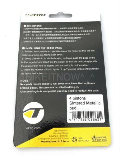 Tektro ORION 4P HD-M750/M745 Bike Q11TS 4 Piston Sintered Disc Brake Pad 1 Pair - Fresh Stock Dated December 2025