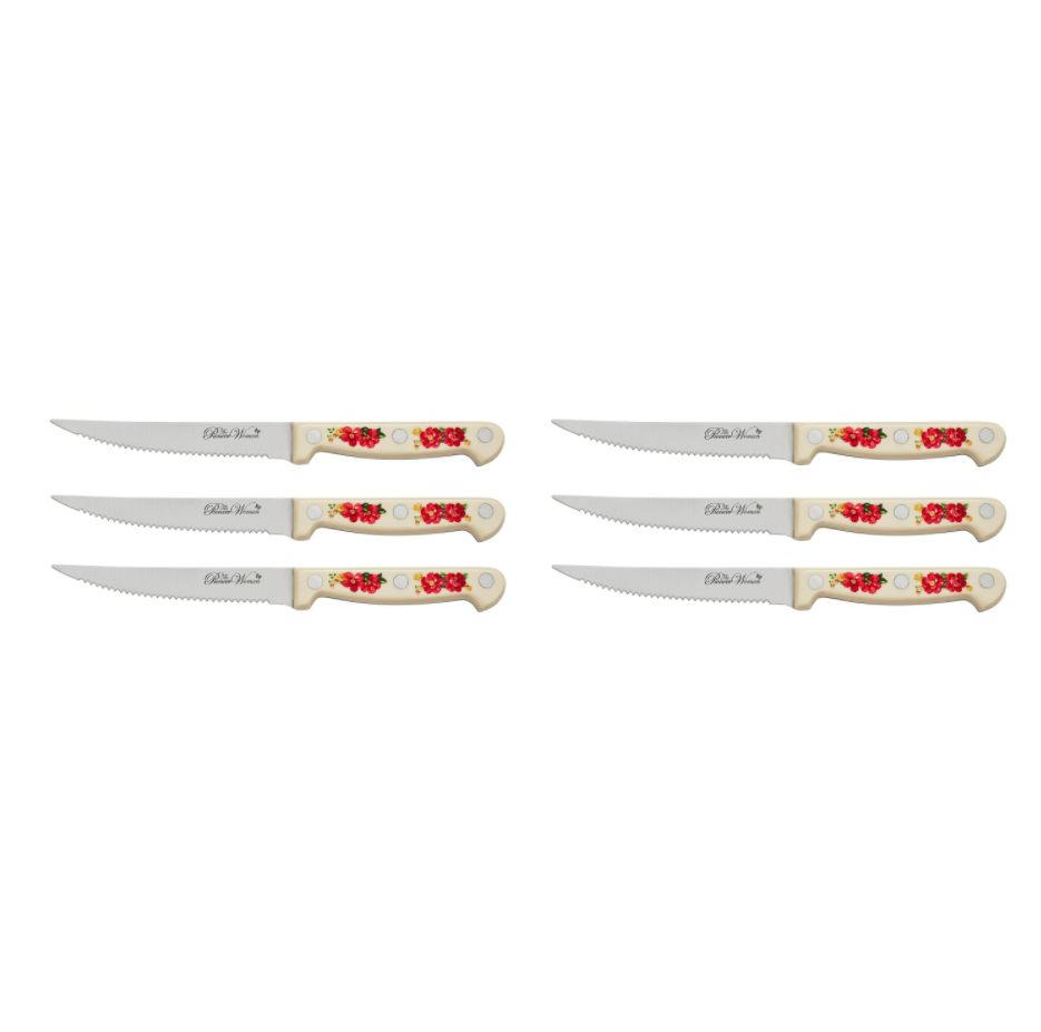 Pioneer Woman Vintage Floral 14-Piece Cutlery Kitchen Set Wood Block Home Dining - Fresh Stock Dated January 2026