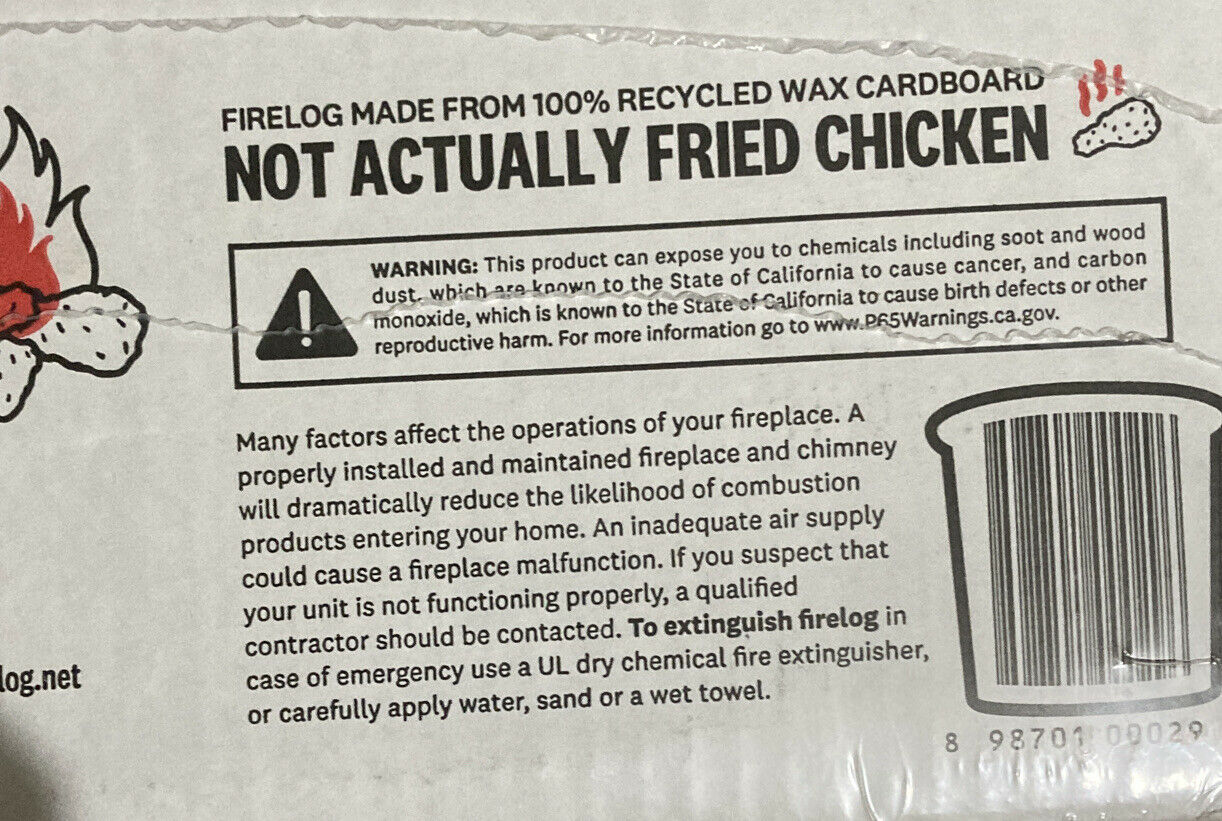 NEW KFC Fire Wood Enviro Log with 11 Herbs & Spices Enviro-Log Free Shipping! - Fresh Stock Dated January 2026