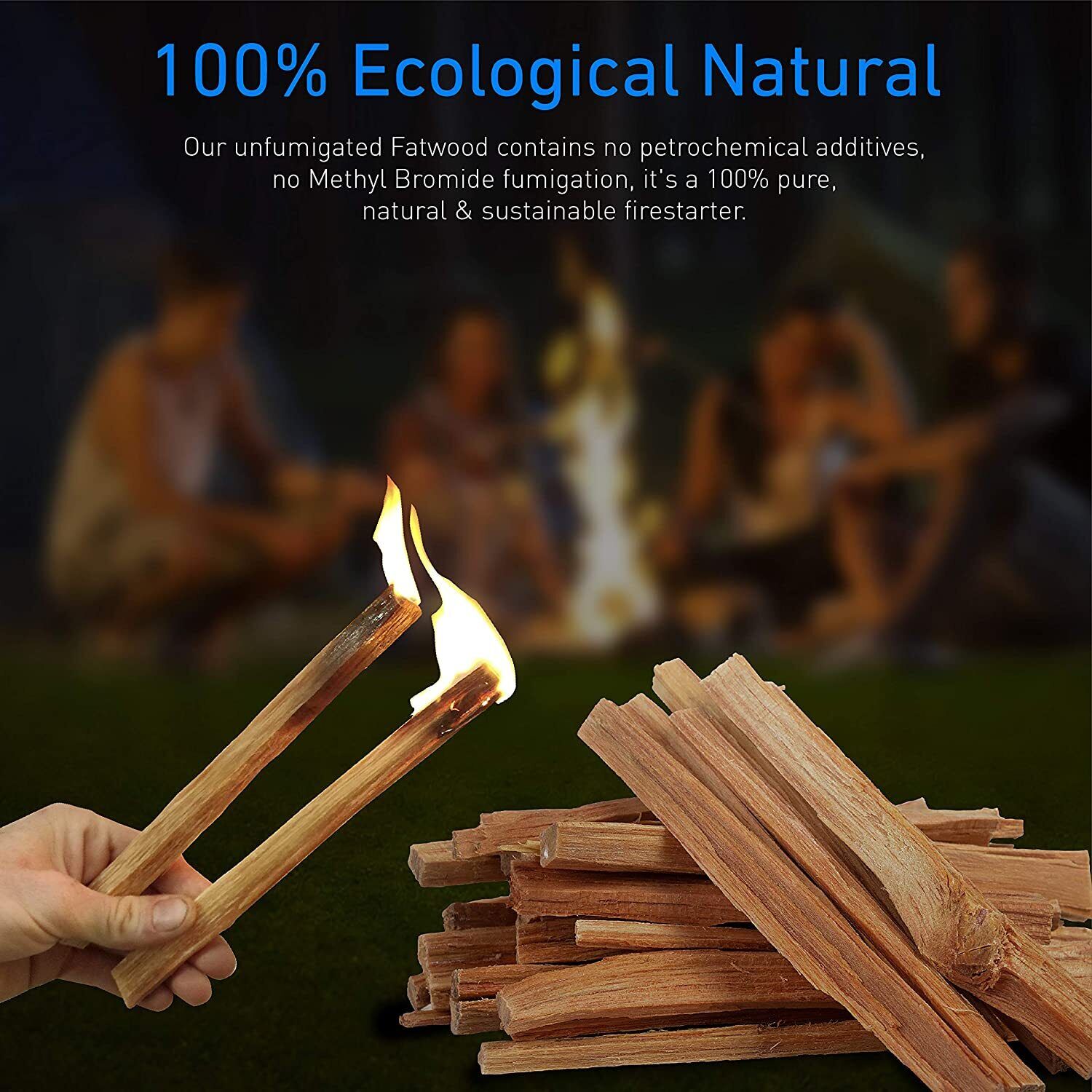 Eco-Stix Fatwood Fire Starter Kindling Firewood Sticks – 100% Org 2 pound - Fresh Stock Dated January 2026