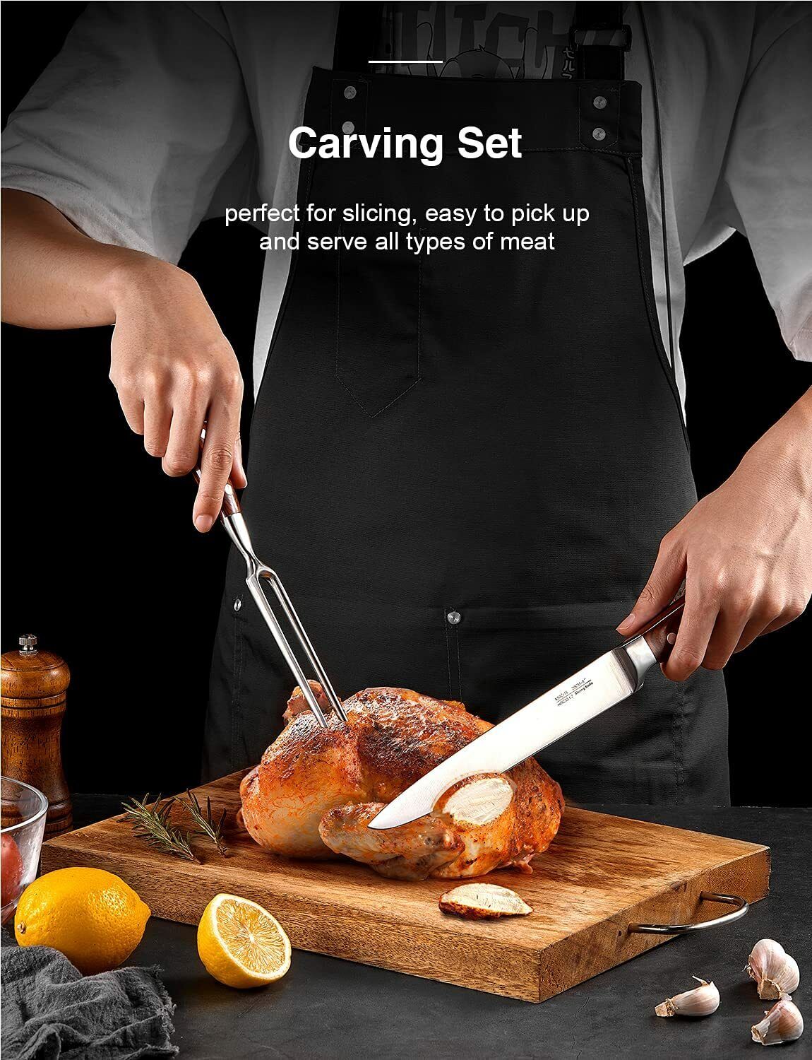 Knife Set, 16-Piece Kitchen Knife Set with Block Wooden German Stainless Steel - Fresh Stock Dated February 2026